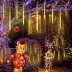 8 Tubes 50cm 288LED Solar Powered Waterproof Snow Falling Lights Meteor Shower Lights Christmas Outdoor Home Patio Wedding Decorations Warm White