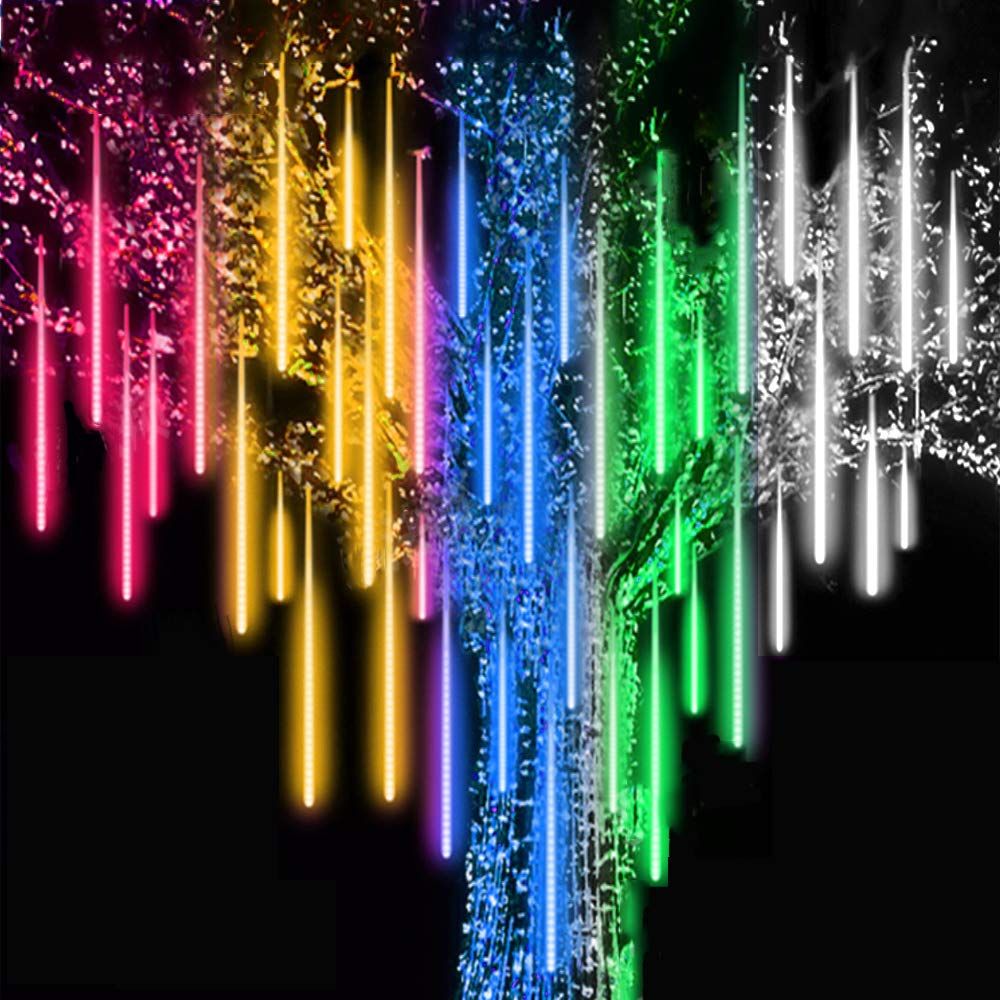 8 Tubes 50cm 288LED Solar Powered Waterproof Snow Falling Lights Meteor Shower Lights Christmas Outdoor Home Patio Wedding Decorations Colorful