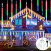 8 Tubes 50cm 288LED Solar Powered Waterproof Snow Falling Lights Meteor Shower Lights Christmas Outdoor Home Patio Wedding Decorations Colorful