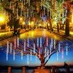 8 Tubes 50cm 288LED Solar Powered Waterproof Snow Falling Lights Meteor Shower Lights Christmas Outdoor Home Patio Wedding Decorations Colorful
