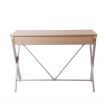 Artiss Metal Desk with Drawer - White with Oak Top