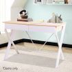Artiss Metal Desk with Drawer - White with Oak Top