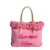 45*33*12cm Canvas Tassle Tote Shoulder Top Handle Satchel Bags pink