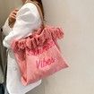 45*33*12cm Canvas Tassle Tote Shoulder Top Handle Satchel Bags pink