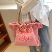 45*33*12cm Canvas Tassle Tote Shoulder Top Handle Satchel Bags pink