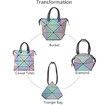 BAOBAO Geometric Purse for Women Magical Changeable Square Purse Large Holographic Luminous Purse Multi-change Crossbody Bag Gifts
