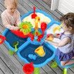 4-in-1 Sand Water Table 32PCS Sandbox Table with Beach Sand Water Toy Kids Sensory Play Table Summer Outdoor Toys for Toddler