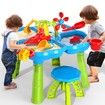 4-in-1 Sand Water Table 32PCS Sandbox Table with Beach Sand Water Toy Kids Sensory Play Table Summer Outdoor Toys for Toddler