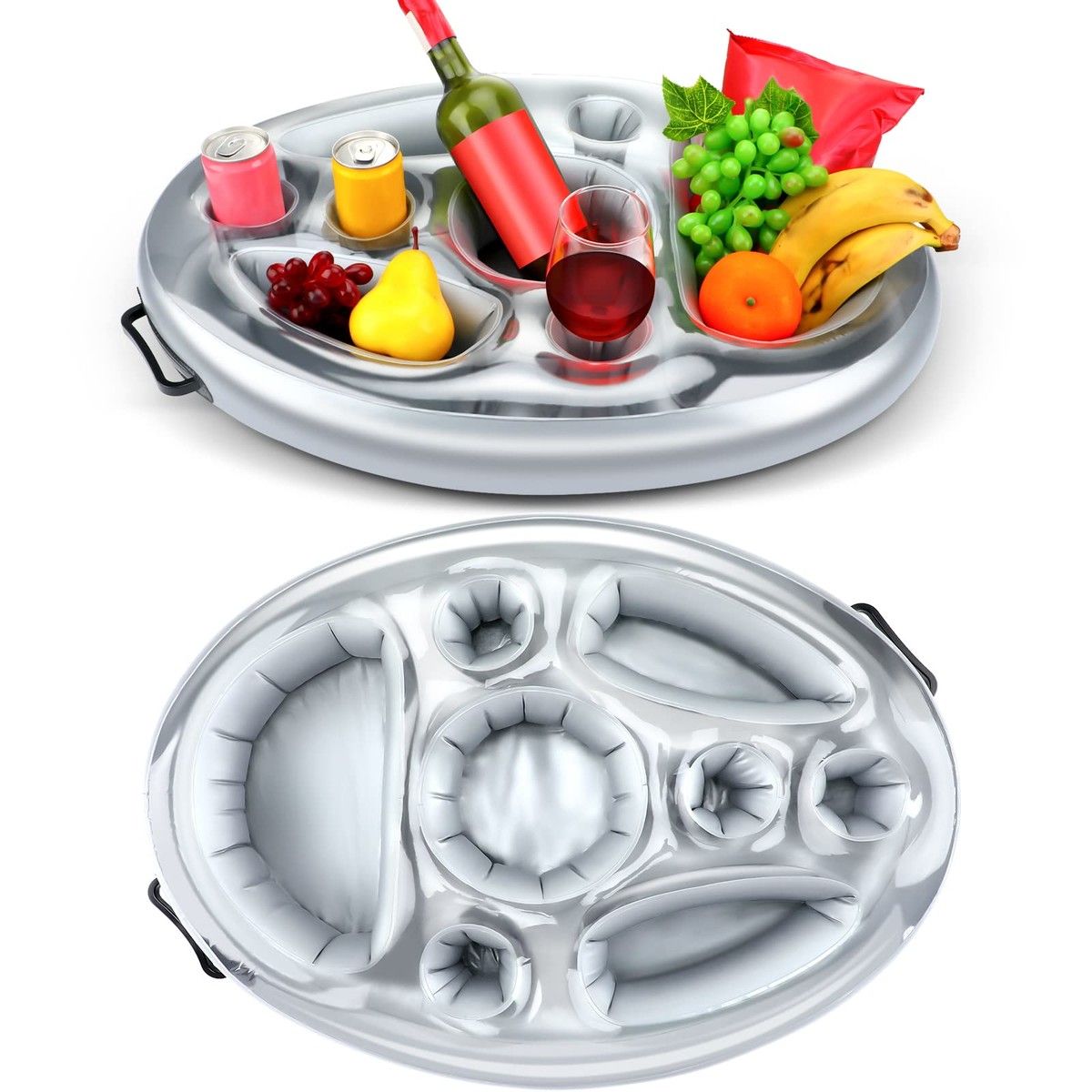 Pool Drink PVC Holder Floats Inflatable Floating 8 holes Tray for Food and Drinks Beer Wine Fun Drink
