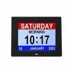 Large Digital Day Clock 8 Alarms Non-Abbreviated Day Month Vision Impaired Seniors White 8-inch 3-interface Display
