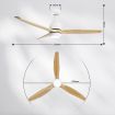 Wood Ceiling Fan Light Cooling With Remote Control LED Quiet Bedroom Living Room Modern 3 Blades 5 Speed Reverse Motor 3 Timers 52 Inch Nature Colour
