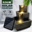 Solar Water Fountain Garden Features Outdoor LED Bird Bath Indoor 3 Tier Battery Panel
