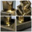 Solar Water Fountain Garden Features Outdoor LED Bird Bath Indoor 3 Tier Battery Panel
