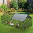 Chicken Coop Run Rabbit Hutch Cat Dog Enclosure Crate Pet Cage Playpen Chook Pen Puppy Ferret Bunny House Kennel Roof Cover Metal L Size