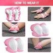 6 PCS Kids Protective Gear Set Knee Pads for Kids Toddler with Wrist Guards 3 in 1 for Skating Cycling Bike Rollerblading Scooter(Pink)