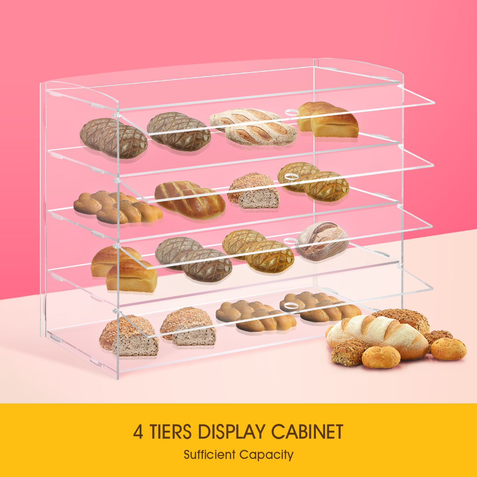 Cupcake Display Acrylic Cake Bakery Shelf Unit Case 4 Tier