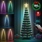 180cm Christmas Tree With RGB LED Light Xmas Spruce Artificial Holiday Decor Ornament Indoor Remote Control 18 Lighting Modes