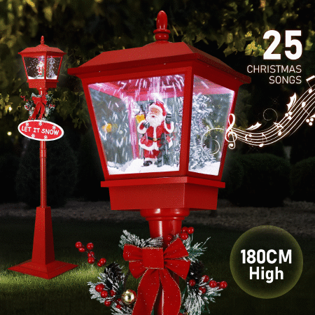 Christmas LED Street Light Snowing Xmas Decoration Ornaments Lamp Lantern Music Indoor Outdoor 180CM