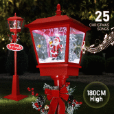 Christmas LED Street Light Snowing Post Xmas Decoration Ornaments Lamp Lantern Music Indoor Outdoor 180CM