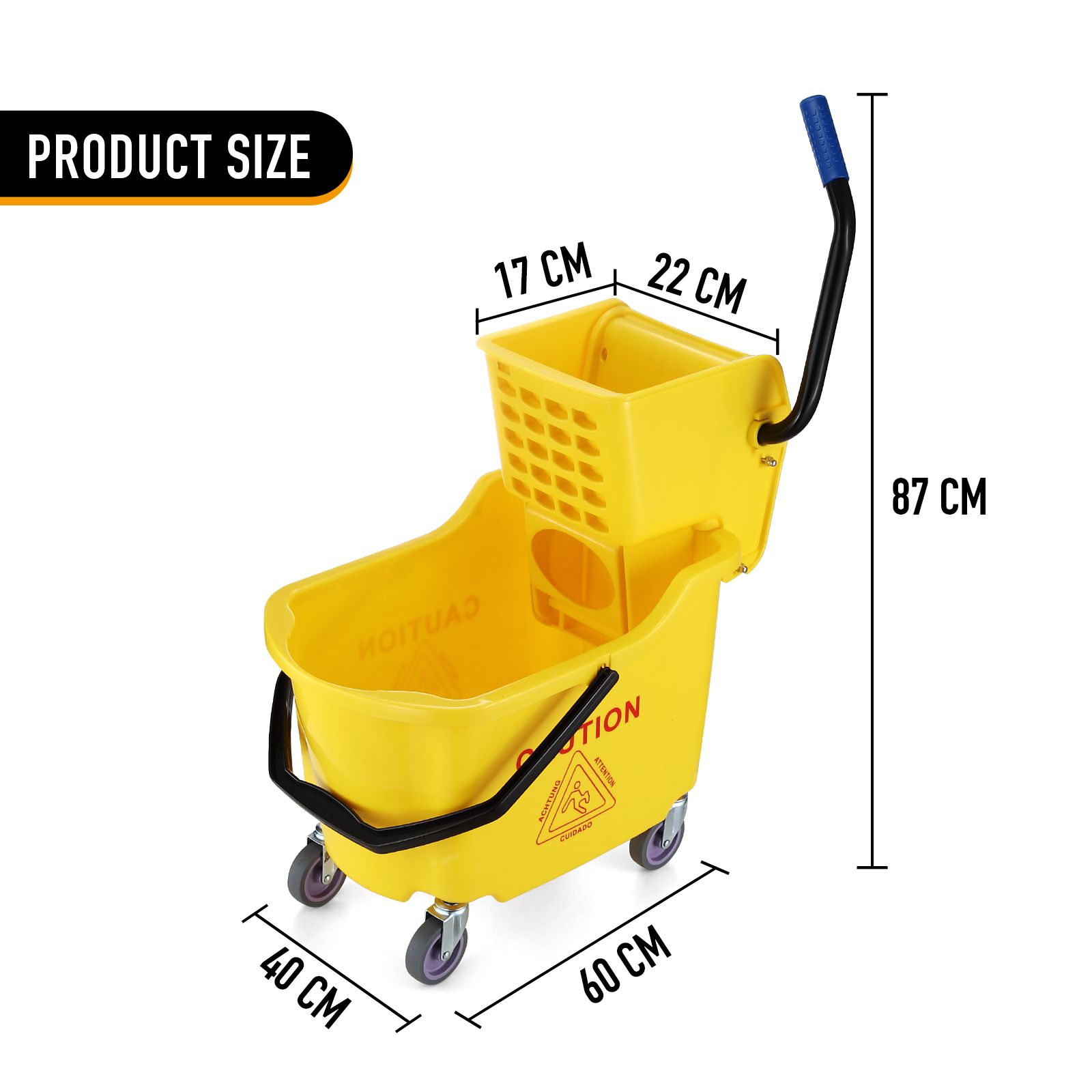 Commercial Mop Bucket Wringer Side Press Home Cleaning Cart Squeezer Combo Hotel AllInOne