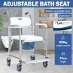 Commode Shower Chair Toilet Wheelchair 3 in 1 Bath Stool Bathroom Bedside Seat Seating Furniture Folding with Arms