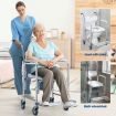 Commode Shower Chair Toilet Wheelchair 3 in 1 Bath Stool Bathroom Bedside Seat Seating Furniture Folding with Arms
