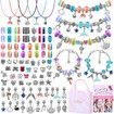 97 PCs Charm Bracelet Making Kit With Beads Jewelry Charms Bracelets for DIY Craft Jewelry Gift for Teen Girls