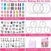 97 PCs Charm Bracelet Making Kit With Beads Jewelry Charms Bracelets for DIY Craft Jewelry Gift for Teen Girls