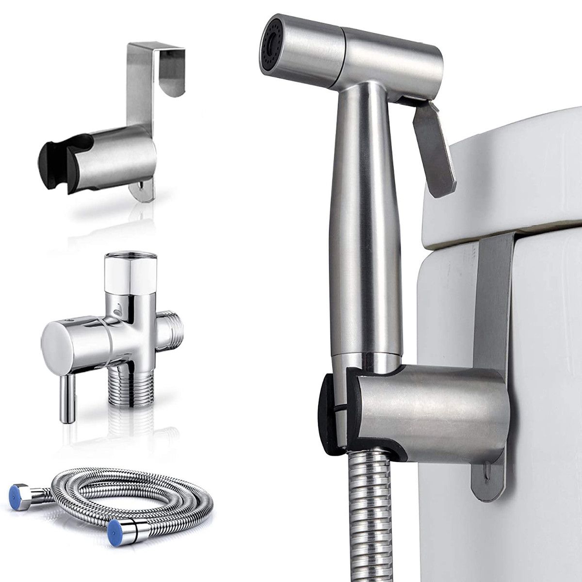 Handheld Bidet Sprayer,Adjustable Water Pressure Control with Bidet Hose,Stainless Steel Brushed Nickel Cloth Diaper Bidet Toilet Sprayer