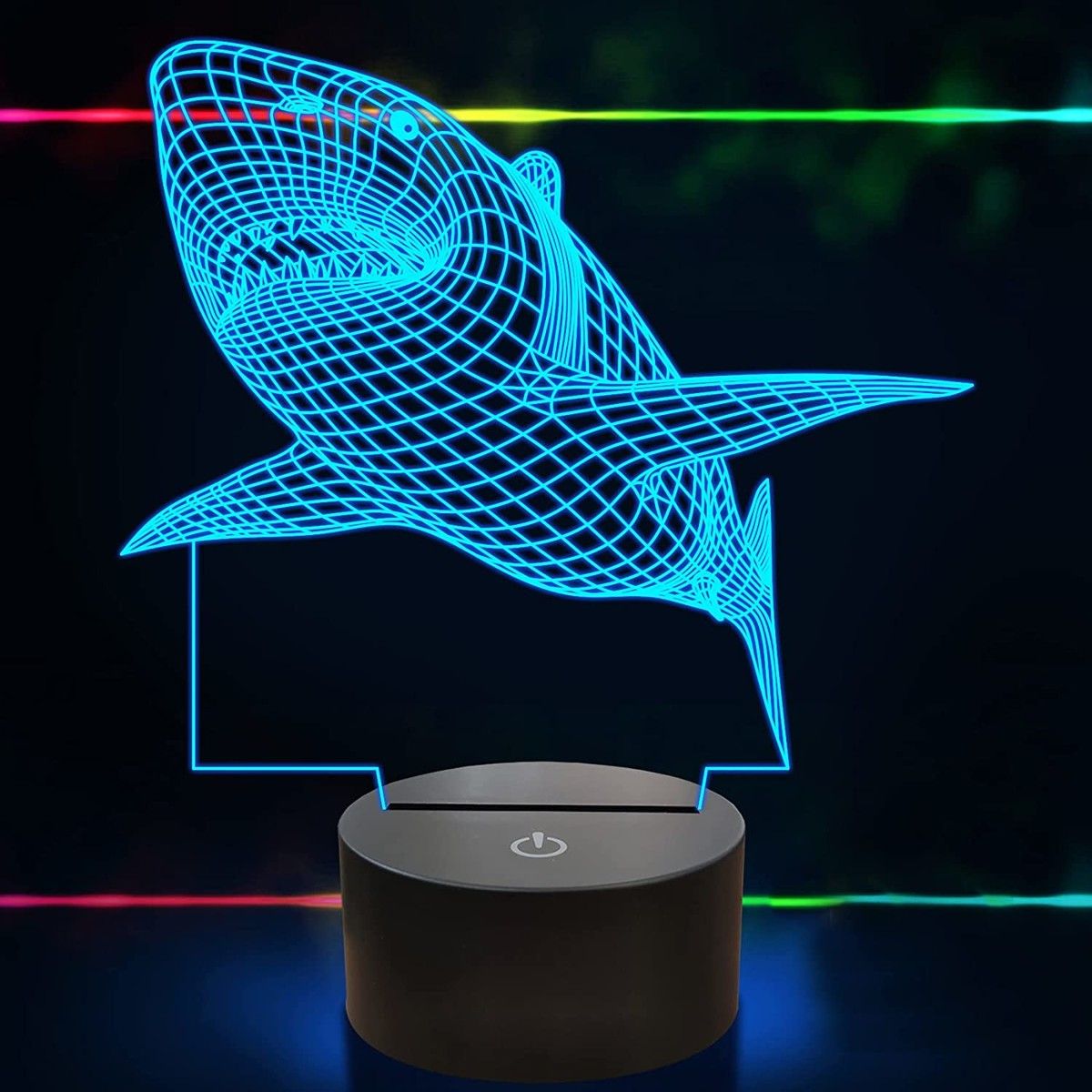 3D Illusion Lamp, Shark Night Light with Optical Touch 7 Color Changing Desk Lamps