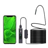 Inspection Camera Endoscope,Wireless Endoscope WiFi Inspection Camera 1200P HD Borescope Waterproof IP68 Snake Pipe Camera with 8 Led & 5M Semi-Rigid Cable
