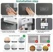 Bathroom Toothbrush Holder Wall Mounted Automatic Toothpaste Dispenser - Electric Toothbrush Holder with Toothpaste Squeezer,Magnetic Cup,Storage Drawer and 4 Toothbrush Organizer Slots(Grey,2 cups)