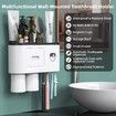 Bathroom Toothbrush Holder Wall Mounted Automatic Toothpaste Dispenser - Electric Toothbrush Holder with Toothpaste Squeezer,Magnetic Cup,Storage Drawer and 4 Toothbrush Organizer Slots(Black,2 cups)
