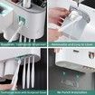 Bathroom Toothbrush Holder Wall Mounted Automatic Toothpaste Dispenser - Electric Toothbrush Holder with Toothpaste Squeezer,Magnetic Cup,Storage Drawer and 4 Toothbrush Organizer Slots(Black,2 cups)