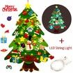 DIY Felt Christmas Tree Wall Hanging Xmas Tree with 36pcs Ornaments 3m 50 LEDs String Lights Christmas Decoration 98x69cm