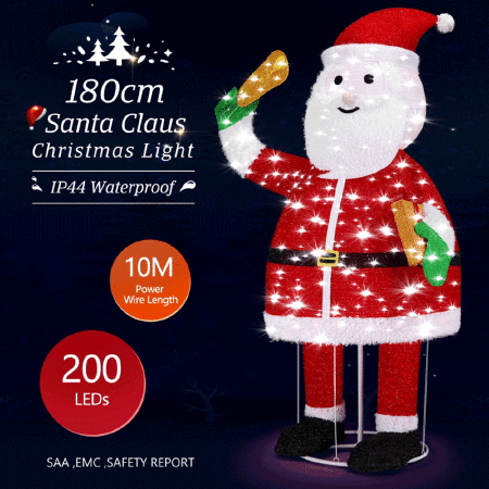 180CM 3D Christmas Santa Claus Light Christmas LED Light Decorations Indoor Outdoor