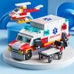 122 Pcs City Rescue Building Bricks Ambulance Car Building Blocks Toys 6 in 1 STEM Set For Boys Girls Aged 6+