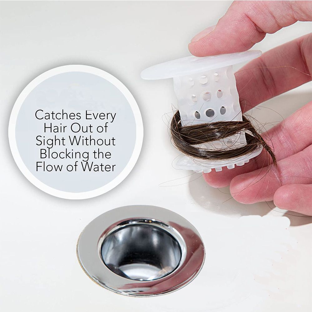 Revolutionary Tub Drain Protector Hair Catcher,Strainer, Snare, White 2pcs