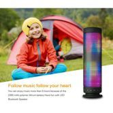 Portable stereo speaker with LED lighting