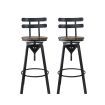 Levede Industrial Adjustable Swivel Bar Stools With Back Wood Counter Chairs x1