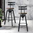 Levede Industrial Adjustable Swivel Bar Stools With Back Wood Counter Chairs x1