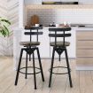 Levede Industrial Adjustable Swivel Bar Stools With Back Wood Counter Chairs x1