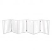 PaWz Wooden Pet Gate Dog Fence Safety Stair Barrier Security Door 6 Panels White