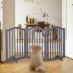 PaWz Wooden Pet Gate Dog Fence Safety Stair Barrier Security Door 3 Panels Grey