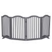 PaWz Wooden Pet Gate Dog Fence Safety Stair Barrier Security Door 4 Panels Grey