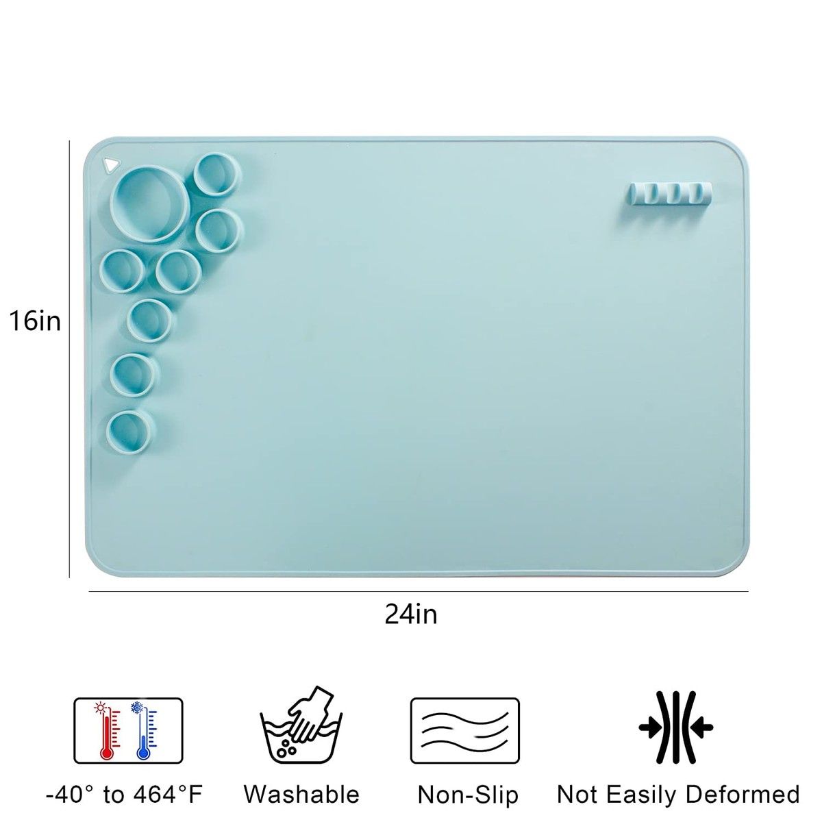 Silicone Craft Mat for Resin Casting 40*60cm Non Stick Silicone Sheet with Cleaning Cut for Oil Painting, Art, Clay and Play(blue)