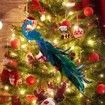 Christmas Tree Ornaments Gorgeous And Delicate Glittered Bird Faux Peacock Decoration