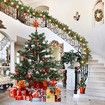 2.7m Christmas Artificial Garland with 50 LED Light Pinecone Wreath Flocked with Mixed Decorations Door Christmas Party