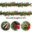 2.7m Christmas Artificial Garland with 50 LED Light Pinecone Wreath Flocked with Mixed Decorations Door Christmas Party