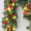 2.7m Christmas Artificial Garland with 50 LED Light Pinecone Wreath Flocked with Mixed Decorations Door Christmas Party